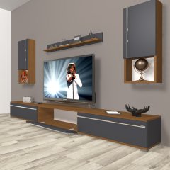Decoraktiv Eko 270ta Mdf Tv Ünitesi Tv Sehpası Ceviz - Antrasit