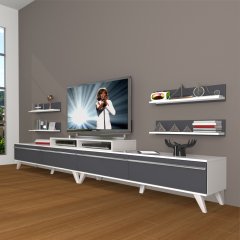 Decoraktiv Ekoflex 360R Mdf Retro Tv Ünitesi Tv Sehpası Beyaz - Antrasit