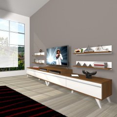 Decoraktiv Ekoflex 360R Mdf Retro Tv Ünitesi Tv Sehpası Ceviz - Beyaz