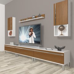 Decoraktiv Eko 270ta Mdf Krom Ayaklı Tv Ünitesi Tv Sehpası Beyaz - Ceviz