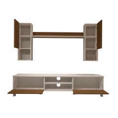 Decoraktiv Eko 5DA Mdf Dvd Krom Ayaklı Tv Ünitesi Tv Sehpası Beyaz - Ceviz