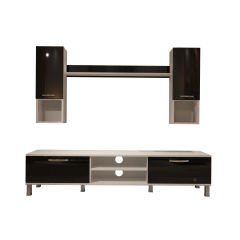 Decoraktiv Eko 5DA Mdf Dvd Krom Ayaklı Tv Ünitesi Tv Sehpası Beyaz - Siyah