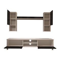 Decoraktiv Eko 5DA Mdf Dvd Krom Ayaklı Tv Ünitesi Tv Sehpası Beyaz - Siyah