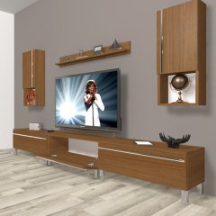 Decoraktiv Eko 270ta Mdf Krom Ayaklı Tv Ünitesi Tv Sehpası Ceviz