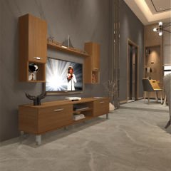 Decoraktiv Eko 5DA Mdf Dvd Krom Ayaklı Tv Ünitesi Tv Sehpası Ceviz