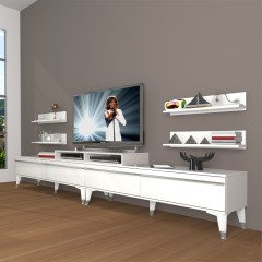 Decoraktiv Ekoflex 360R Mdf Silver Tv Ünitesi Tv Sehpası Parlak Beyaz
