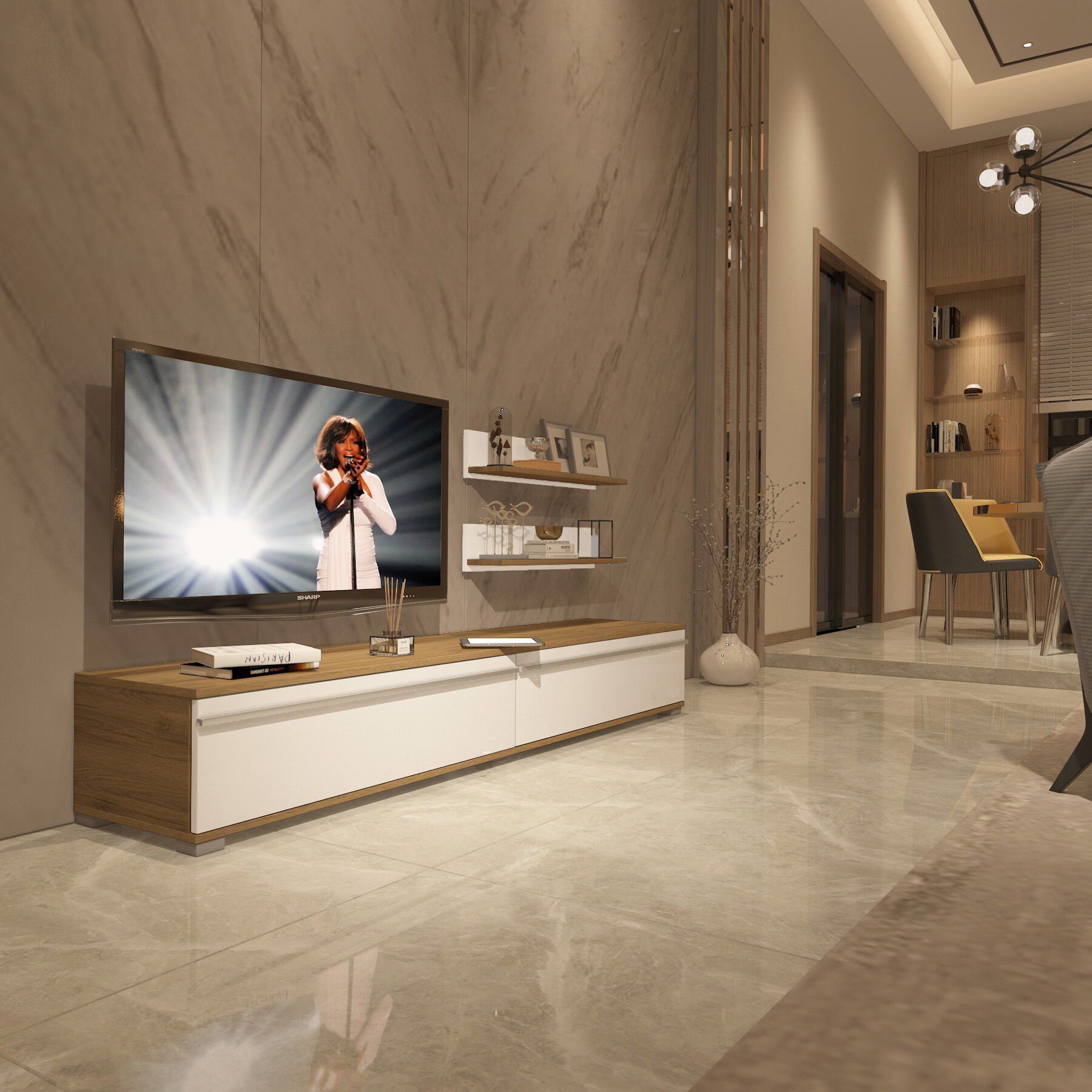 Decoraktiv Eko 4 Mdf Std Tv Ünitesi Tv Sehpası Pera - Beyaz