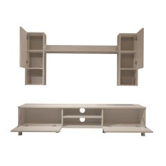 Decoraktiv Eko 5DA Mdf Dvd Krom Ayaklı Tv Ünitesi Tv Sehpası Parlak Beyaz