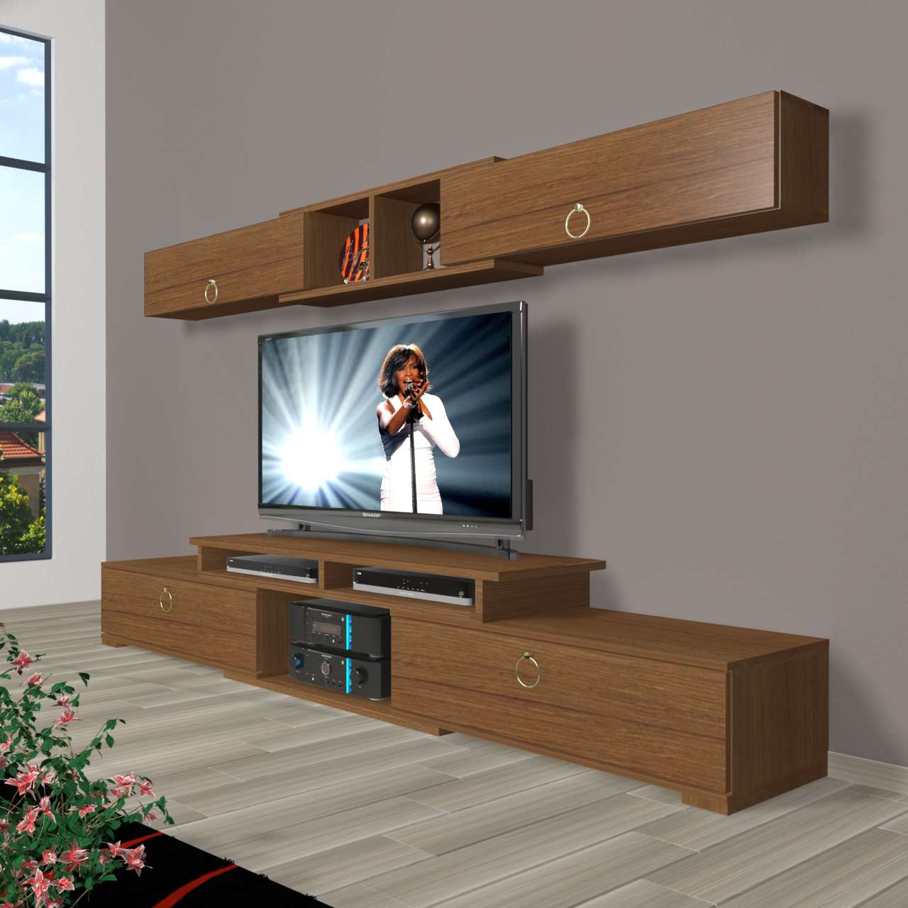 Decoraktiv Flex 5130 Mdf Gold Tv Ünitesi Tv Sehpası Ceviz