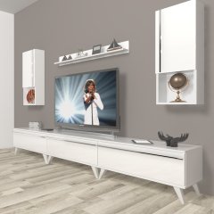 Decoraktiv Eko 270ta Mdf Retro Tv Ünitesi Tv Sehpası Parlak Beyaz