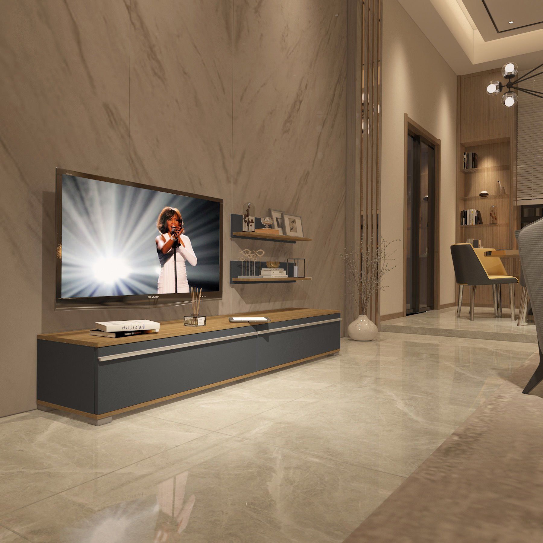 Decoraktiv Eko 4 Mdf Std Tv Ünitesi Tv Sehpası Pera - Antrasit