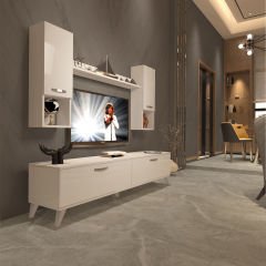Decoraktiv Eko 5DA Mdf Std Retro Tv Ünitesi Tv Sehpası Parlak Beyaz
