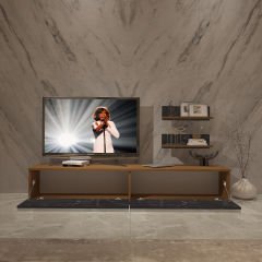 Decoraktiv Eko 4 Mdf Std Tv Ünitesi Tv Sehpası Ceviz - Siyah Mermer