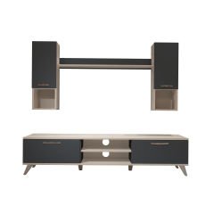 Decoraktiv Eko 5DA Mdf Dvd Retro Tv Ünitesi Tv Sehpası Beyaz - Antrasit