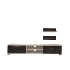 Decoraktiv Eko 4 Mdf Dvd Tv Ünitesi Tv Sehpası Beyaz - Siyah Mermer