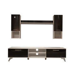 Decoraktiv Eko 5DA Mdf Dvd Retro Tv Ünitesi Tv Sehpası Beyaz - Siyah