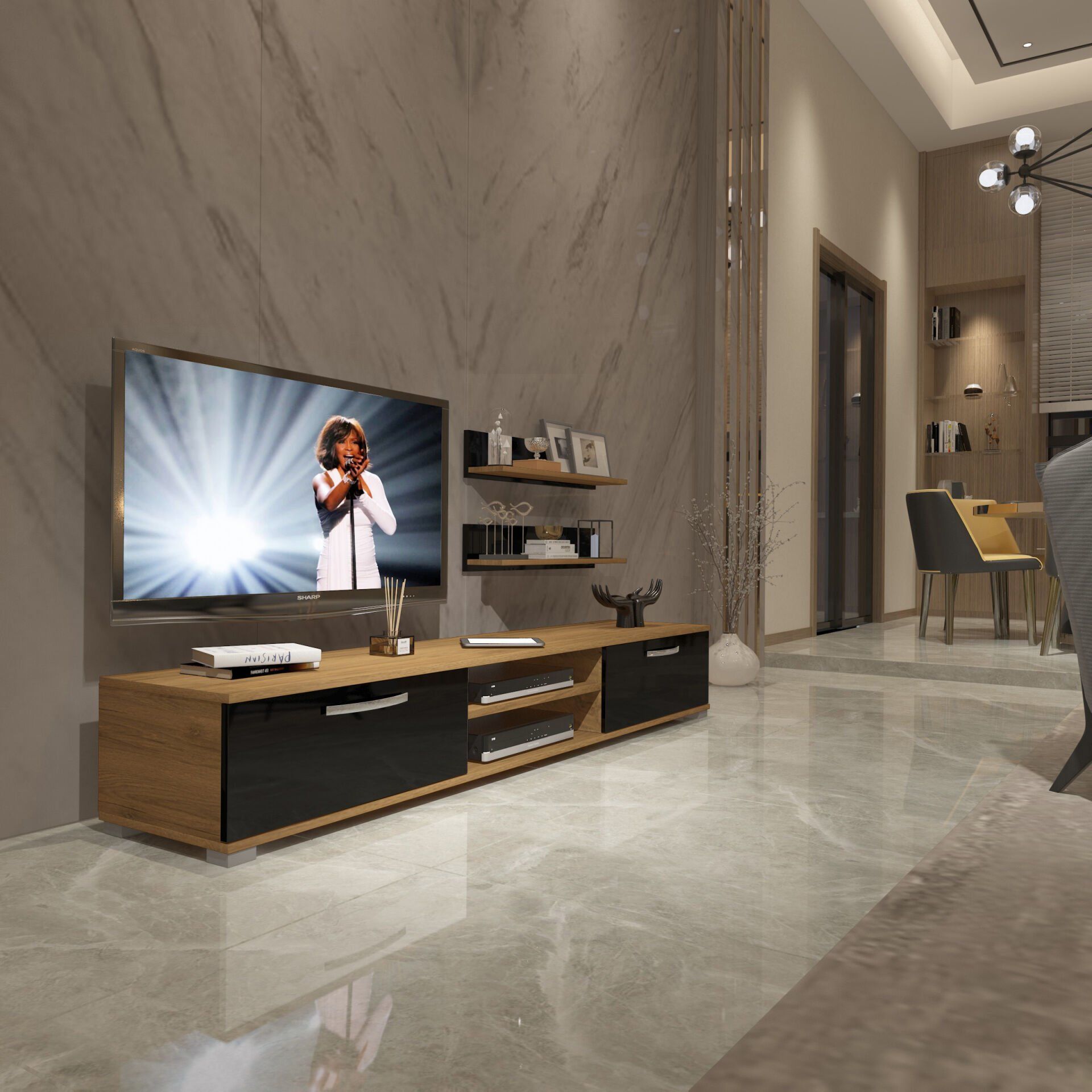 Decoraktiv Eko 4 Mdf Dvd Tv Ünitesi Tv Sehpası Pera - Siyah