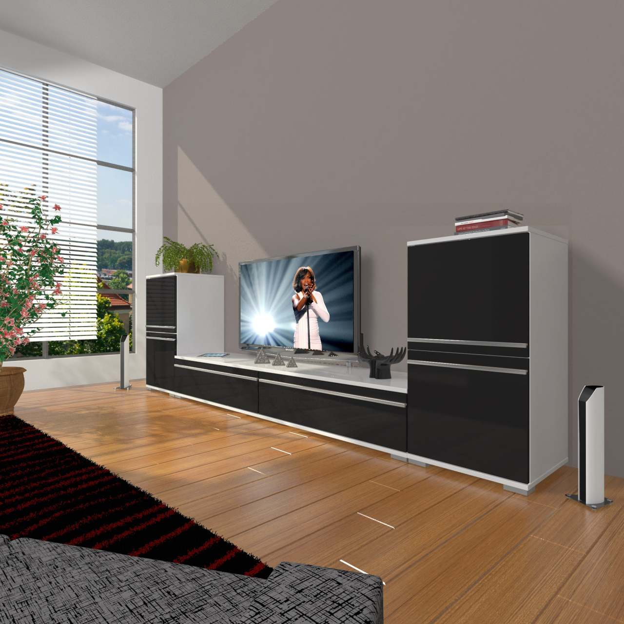 Decoraktiv Eko On2 Mdf Std Tv Ünitesi Tv Sehpası Beyaz - Siyah