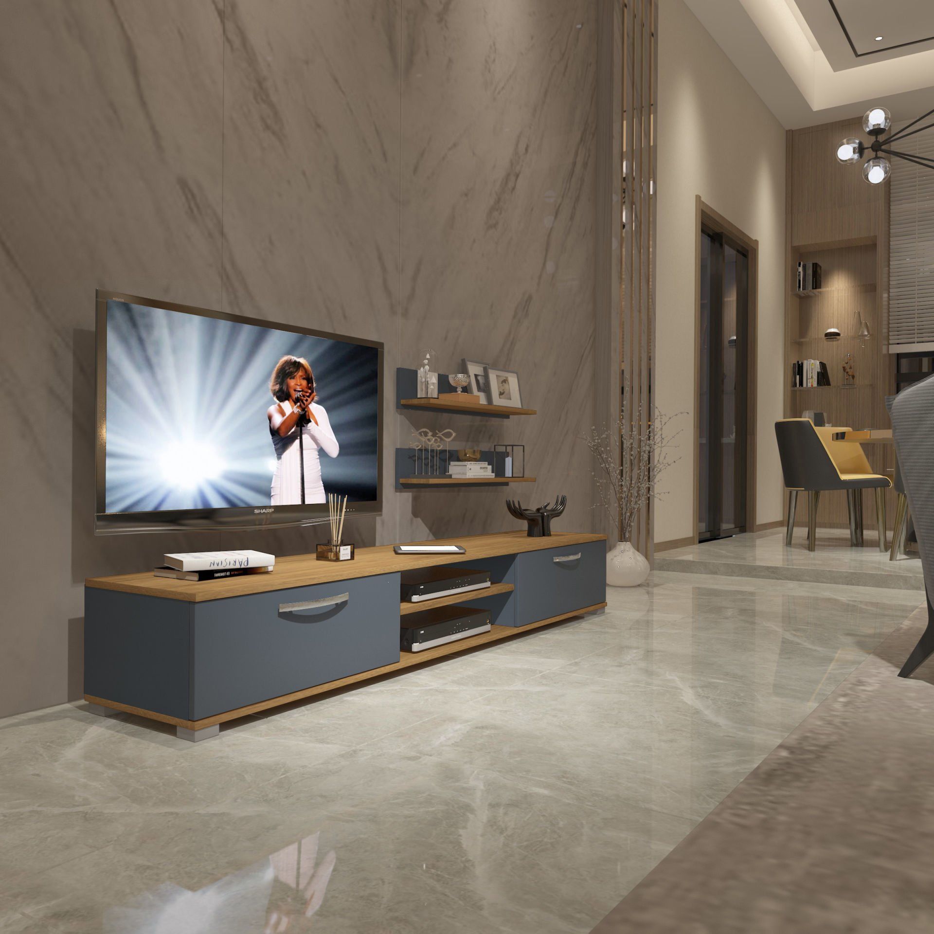 Decoraktiv Eko 4 Mdf Dvd Tv Ünitesi Tv Sehpası Pera - Antrasit