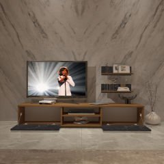 Decoraktiv Eko 4 Mdf Dvd Tv Ünitesi Tv Sehpası Ceviz - Siyah Mermer