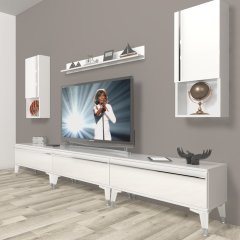Decoraktiv Eko 270ta Mdf Silver Tv Ünitesi Tv Sehpası Parlak Beyaz