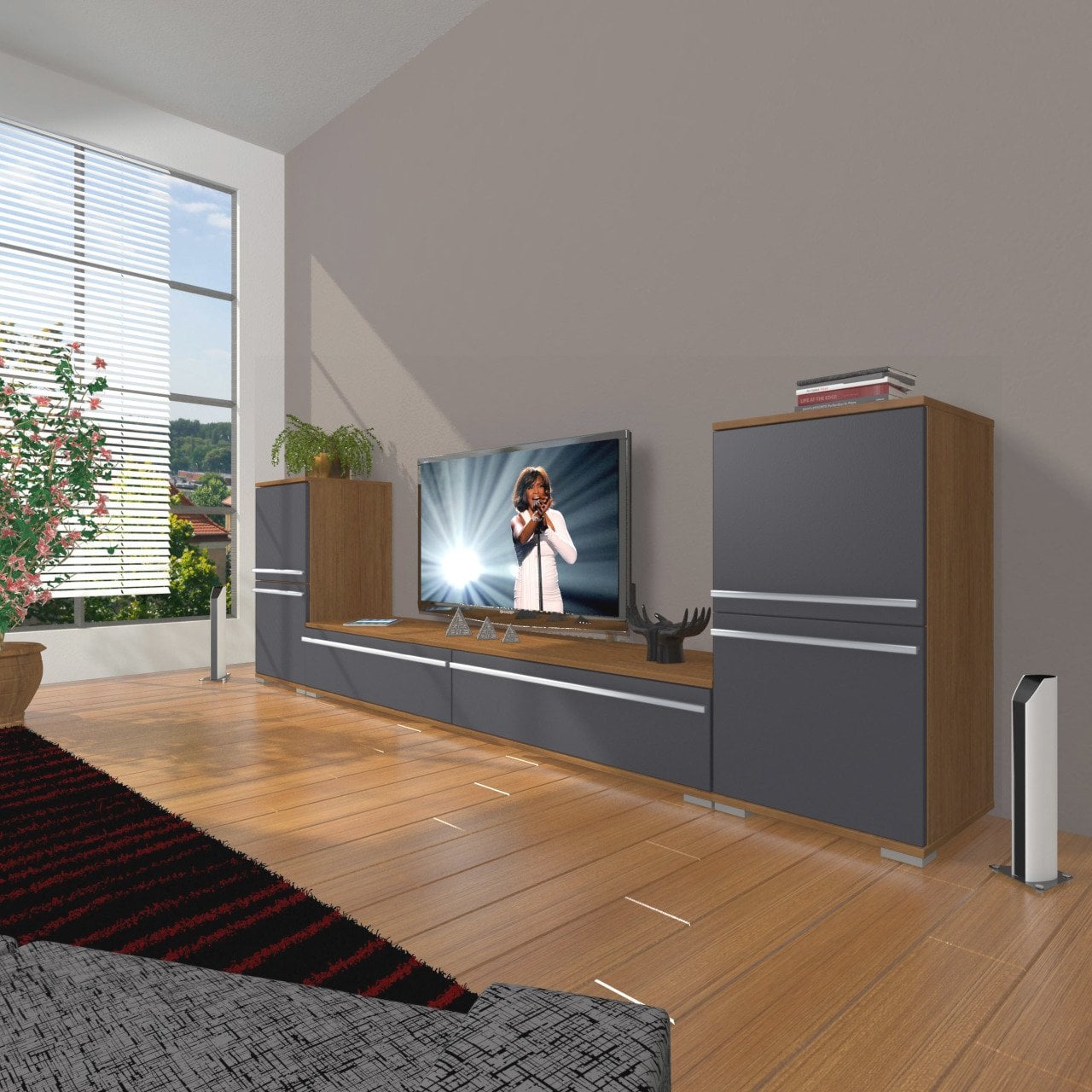 Decoraktiv Eko On2 Mdf Std Tv Ünitesi Tv Sehpası Ceviz - Antrasit