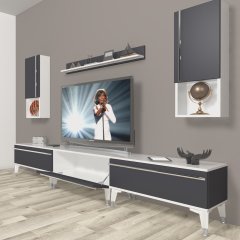 Decoraktiv Eko 270ta Mdf Silver Tv Ünitesi Tv Sehpası Beyaz - Antrasit