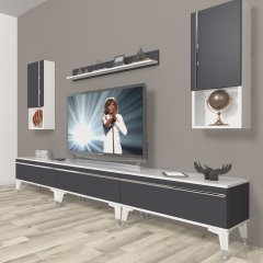Decoraktiv Eko 270ta Mdf Silver Tv Ünitesi Tv Sehpası Beyaz - Antrasit