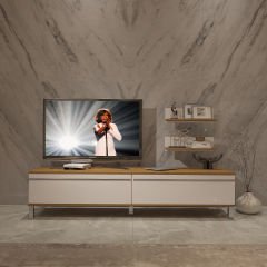 Decoraktiv Eko 4 Mdf Std Krom Ayaklı Tv Ünitesi Tv Sehpası Pera - Beyaz