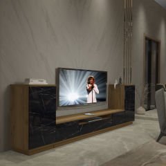 Decoraktiv Trendstyle On2s Mdf Tv Ünitesi Tv Sehpası Pera - Siyah Mermer