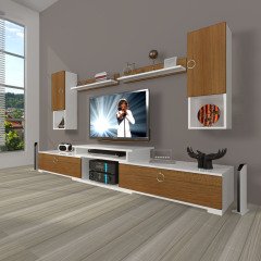 Decoraktiv Flex 5DA Mdf Gold Tv Ünitesi Tv Sehpası Beyaz - Ceviz