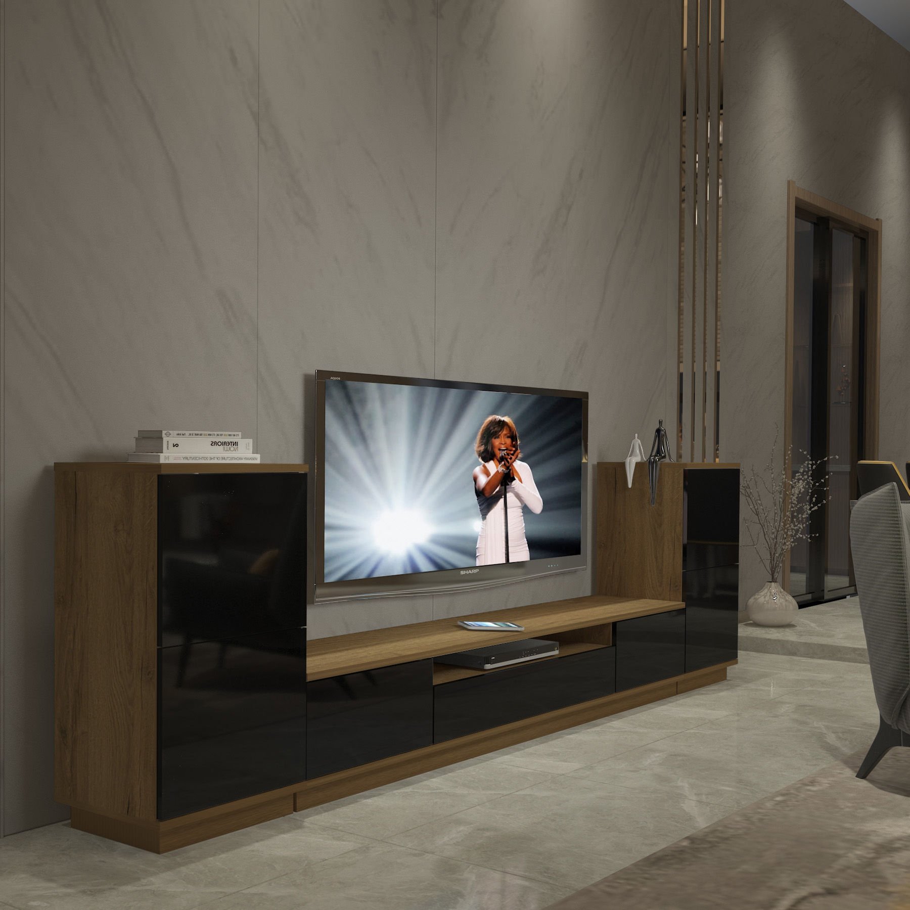 Decoraktiv Trendstyle On2s Mdf Tv Ünitesi Tv Sehpası Pera - Siyah