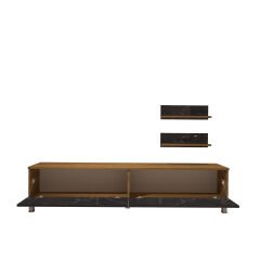 Decoraktiv Eko 4 Mdf Std Krom Ayaklı Tv Ünitesi Tv Sehpası Pera - Siyah Mermer