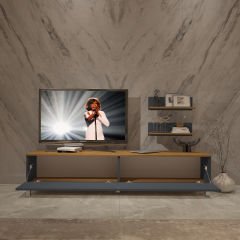 Decoraktiv Eko 4 Mdf Std Krom Ayaklı Tv Ünitesi Tv Sehpası Pera - Antrasit