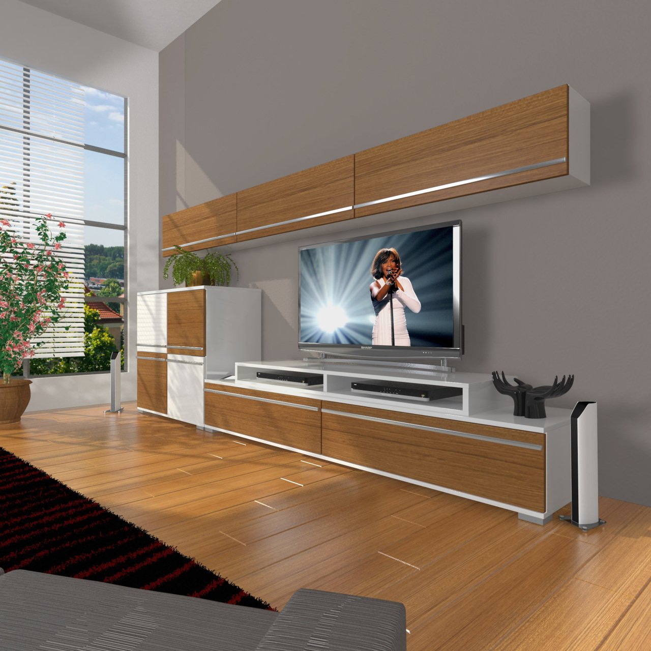 Decoraktiv Ekoflex 8 Mdf Tv Ünitesi Tv Sehpası Beyaz - Ceviz
