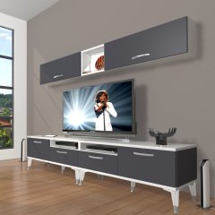 Decoraktiv Eko 5200 Mdf Silver Tv Ünitesi Tv Sehpası Beyaz - Antrasit