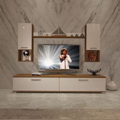 Decoraktiv Eko 5DA Slm Std Tv Ünitesi Tv Sehpası Ceviz - Beyaz