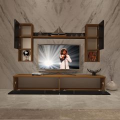 Decoraktiv Eko 5DA Slm Std Tv Ünitesi Tv Sehpası Ceviz - Siyah