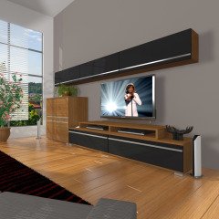 Decoraktiv Ekoflex 8 Mdf Tv Ünitesi Tv Sehpası Ceviz - Siyah