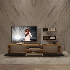 Decoraktiv Eko 4 Mdf Dvd Krom Ayaklı Tv Ünitesi Tv Sehpası Pera - Siyah
