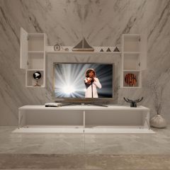 Decoraktiv Eko 5DA Slm Std Tv Ünitesi Tv Sehpası Parlak Beyaz