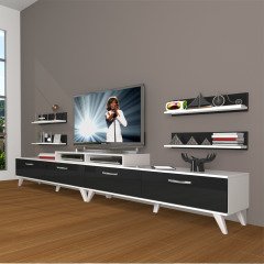 Decoraktiv Ekoflex 360R Slm Retro Tv Ünitesi Tv Sehpası Beyaz - Siyah