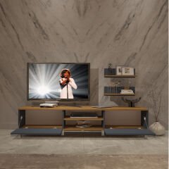 Decoraktiv Eko 4 Mdf Dvd Krom Ayaklı Tv Ünitesi Tv Sehpası Pera - Antrasit