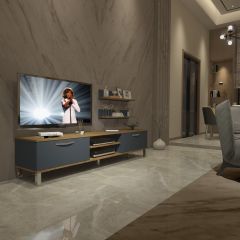 Decoraktiv Eko 4 Mdf Dvd Krom Ayaklı Tv Ünitesi Tv Sehpası Pera - Antrasit