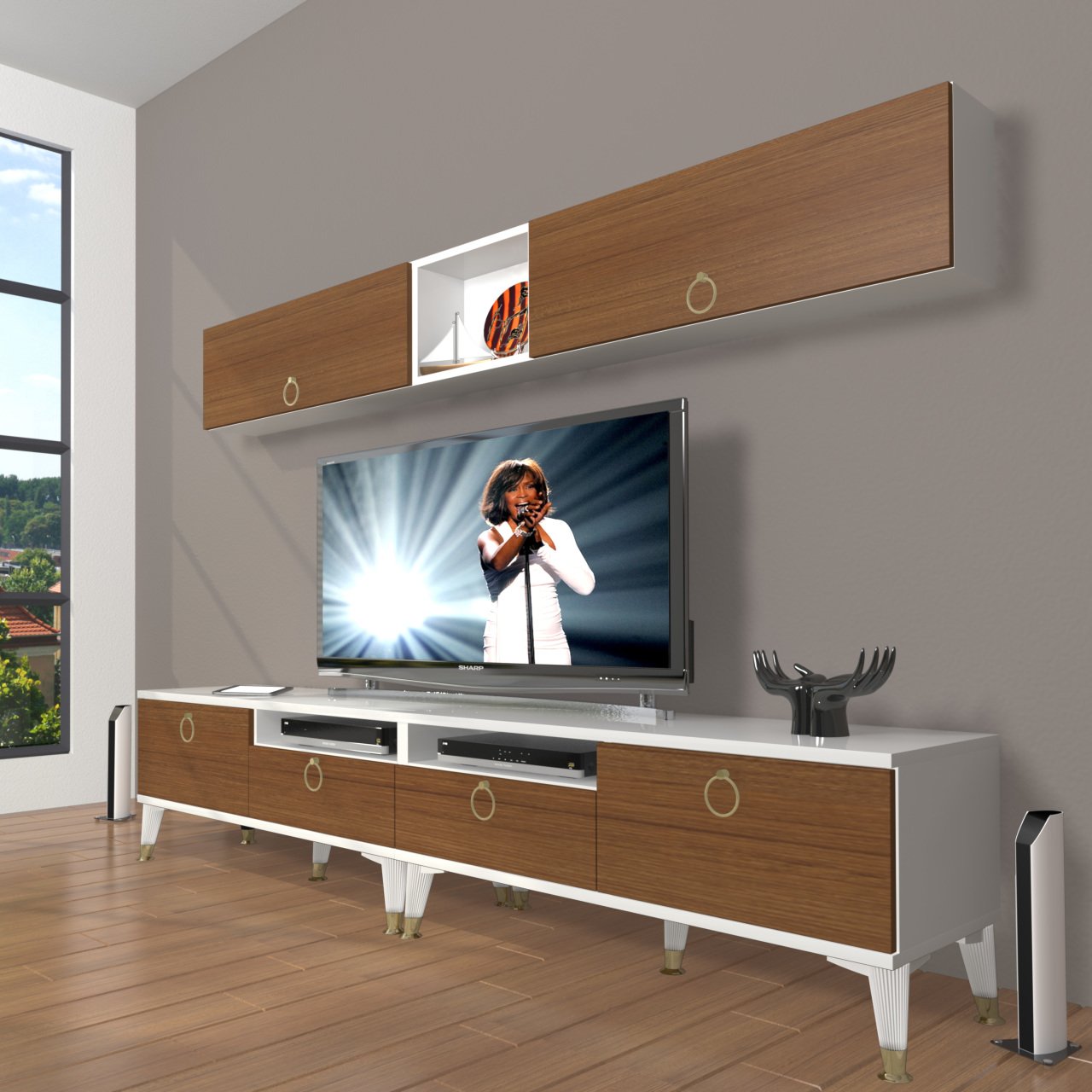 Decoraktiv Eko 5200 Mdf Gold Tv Ünitesi Tv Sehpası Beyaz - Ceviz