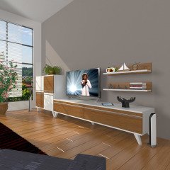 Decoraktiv Eko On Mdf Std Retro Tv Ünitesi Tv Sehpası Beyaz - Ceviz