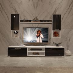 Decoraktiv Eko 5DA Slm Dvd Tv Ünitesi Tv Sehpası Beyaz - Siyah