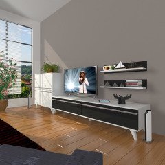 Decoraktiv Eko On Mdf Std Retro Tv Ünitesi Tv Sehpası Beyaz - Siyah