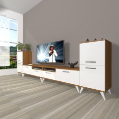 Decoraktiv Eko 9200 Slm Retro Tv Ünitesi Tv Sehpası Ceviz - Beyaz