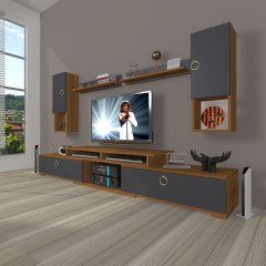 Decoraktiv Flex 5DA130 Mdf Gold Tv Ünitesi Tv Sehpası Ceviz - Antrasit